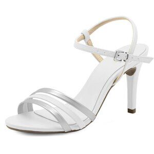 Silver/White Open Toe Stiletto Heel